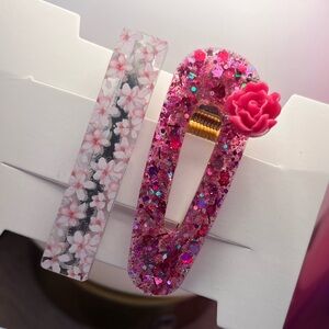 Pink Flower Charm Clip